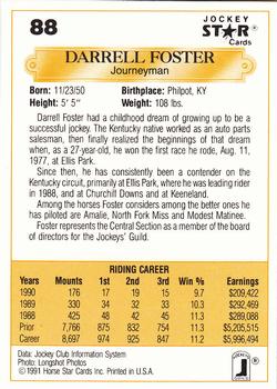 1991 Jockey Star Jockeys #88 Darrell Foster Back